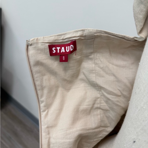 STAUD Cream Ruffled Midi Dress - Picture 2 of 4